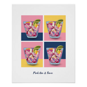 GIN ROSE ET POSTER 5 TONIQUE