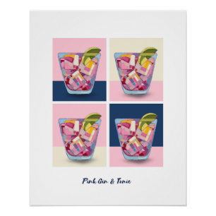GIN ROSE ET POSTER 6 TONIQUE