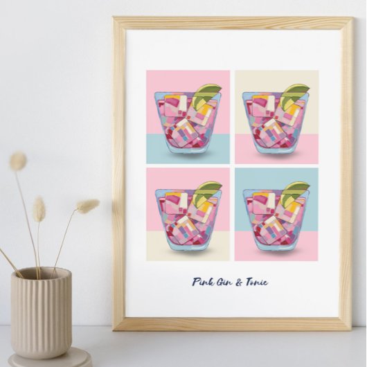 GIN ROSE ET POSTER 7 TONIQUE