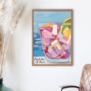 GIN ROSE ET POSTER TONIQUE