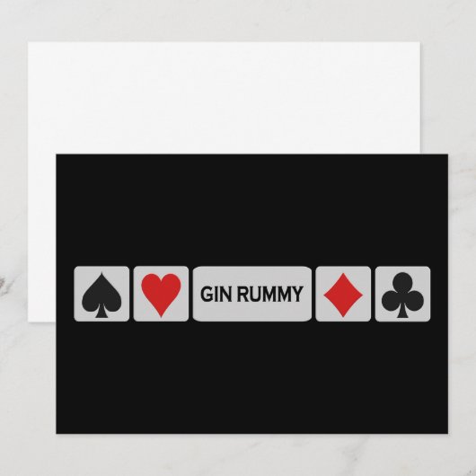 Gin Rummy-uitnodiging Kaart (Voorkant / Achterkant)