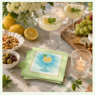 Gin & Tonic Cocktail – Waterverf van citroen en m Servet