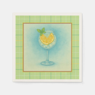 Gin & Tonic Cocktail – Waterverf van citroen en m Servet