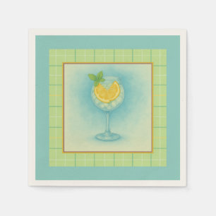 Gin & Tonic Cocktailservet – Mint Plaid Servet