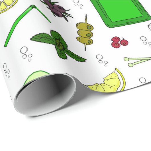 Gin Tonic Liefde Gin Drinker Cocktailfeest Patroon Cadeaupapier (Rol Hoek)