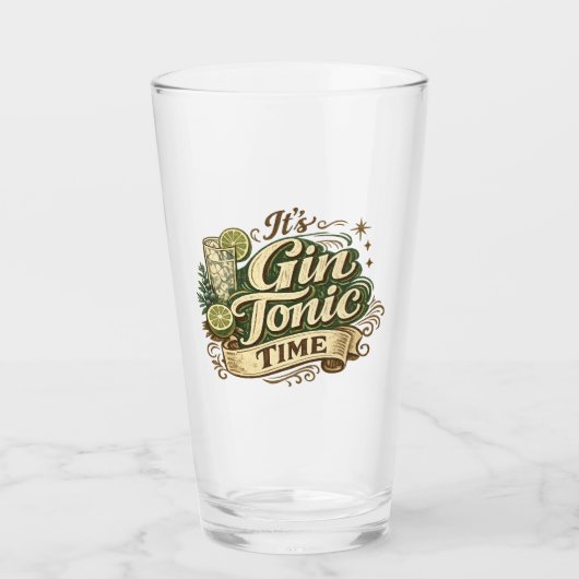 gin tonic tijd drank glas (Voorkant)