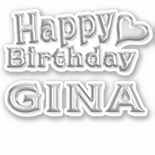 Gina Happy Birthday silver Aufkleber Sticker (Voorkant)
