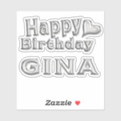 Gina Happy Birthday silver Aufkleber Sticker (Vel)