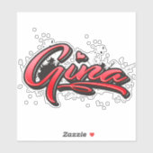 Gina red Heart Graffiti Aufkleber Sticker (Vel)