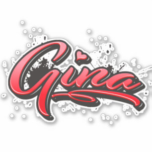 Gina rouge Heart Graffiti Autocollant Sticker