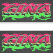 Gina Vorname Name Graffiti Aufkleber Sticker (Voorkant)