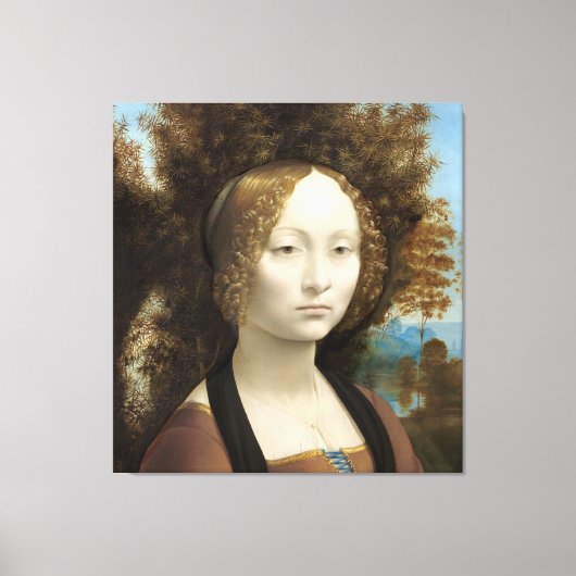 Ginevra de' Benci Leonardo da Vinci Canvas Afdruk (Voorkant)