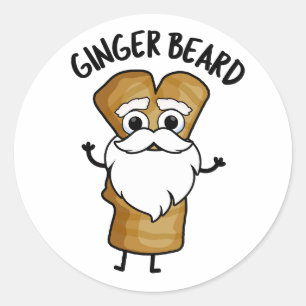 Ginger Baard Grappig Gingerbread Voedsel Pun Ronde Sticker