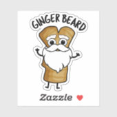 Ginger Baard Grappig Gingerbread Voedsel Pun Sticker (Vel)