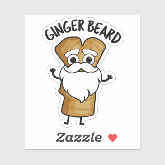 Ginger Baard Grappig Gingerbread Voedsel Pun Sticker (Vel)