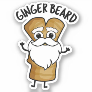 Ginger Baard Grappig Gingerbread Voedsel Pun Sticker