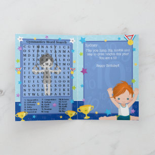 Ginger Boys Gymnastiek Woordzoek Happy Birthday Kaart