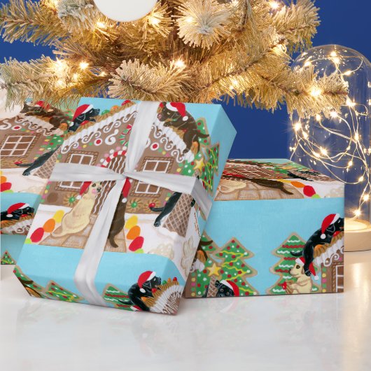 Ginger Bread House Labradors schilderen Cadeaupapier (Feestdagen)