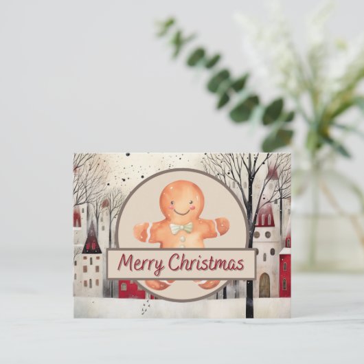 Ginger Bread Man Feestdagenkaart (Staand voorkant)