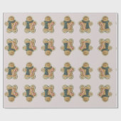 Ginger Bread Man Green Brown Red | Cadeaupapier (Vlak)