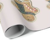 Ginger Bread Man Green Brown Red | Cadeaupapier (Rol Hoek)