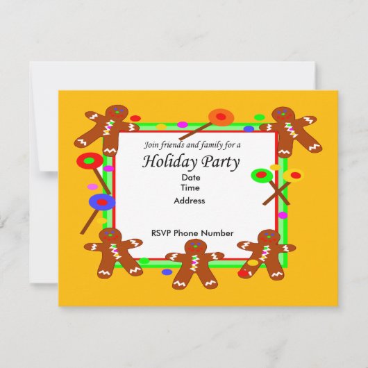 Ginger Bread Man Invitation Kaart (Voorkant)