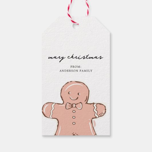 Ginger Bread Man Kerstmis Cadeaulabel (Achterkant)