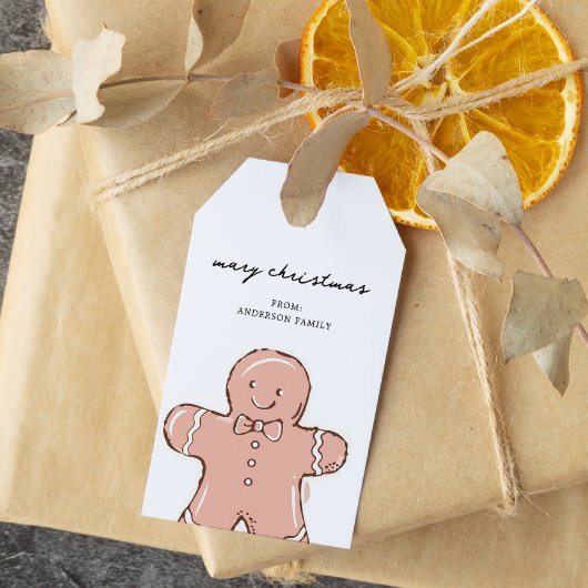 Ginger Bread Man Kerstmis Cadeaulabel