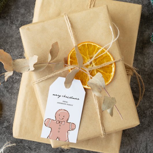Ginger Bread Man Kerstmis Cadeaulabel