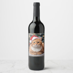 Ginger Brits Korthaar Kerstmis Wijn Etiket