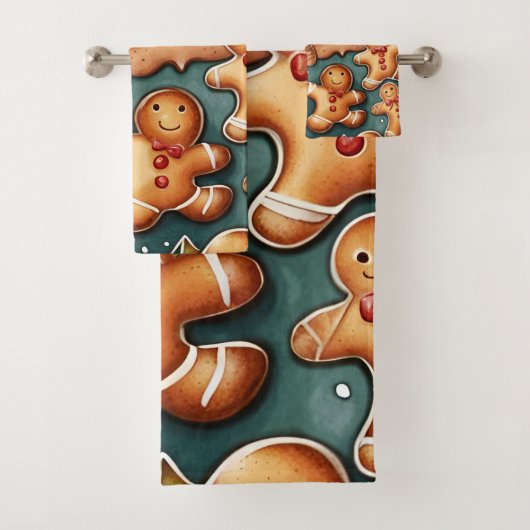 Ginger broodman schattig kerst ontwerp bad handdoek (Insitu)