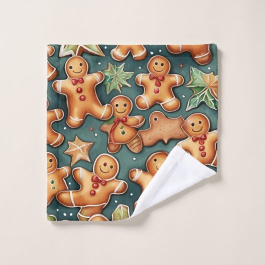 Ginger broodman schattig kerst ontwerp bad handdoek (Wasdoekje)