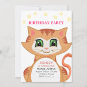 Ginger Cat 5 Anniversaire Fête Invitation (Devant)