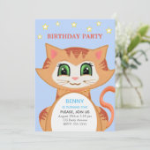 Ginger Cat 5th Boy Birthday Party Invitation (Debout devant)