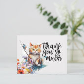 Ginger Cat Carte de remerciements cat pêche (Debout devant)