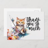 Ginger Cat Carte de remerciements cat pêche (Devant / Derrière)