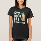 Ginger Cat Computer Laptop Sysadmin Kitty T-shirt (Voorkant)
