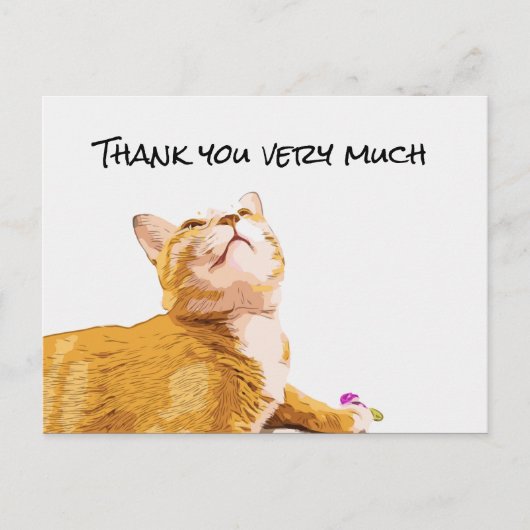 Ginger Cat Dank je kat die op kijkt Briefkaart (Voorkant)