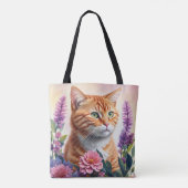 Ginger Cat Floral Multicolor Art Draagtas (Achterkant)