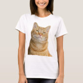 Ginger cat grote groene ogen wit t-shirt (Voorkant)