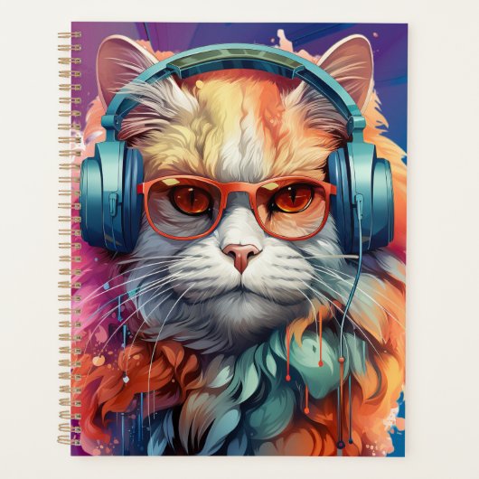 Ginger cat hoofdtelefoon Planner (Voorkant)
