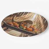 Ginger Cat In a Thanksgiving Cornucopia Papieren Bordje (Gekanteld)