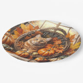 Ginger Cat in de Thanksgiving Cornucopia Papieren Bordje (Gekanteld)