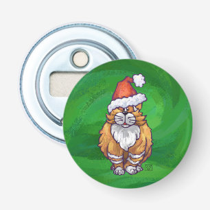 Ginger Cat Kerstmis: groen Button Flesopener