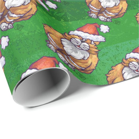 Ginger Cat Kerstmis: groen Cadeaupapier (Rol Hoek)