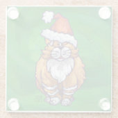 Ginger Cat Kerstmis: groen Glazen Onderzetter (Achterkant)