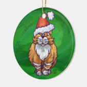 Ginger Cat Kerstmis: groen Keramisch Ornament (Links)
