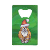 Ginger Cat Kerstmis: groen Kredietkaart Flessenopener (Voorkant)