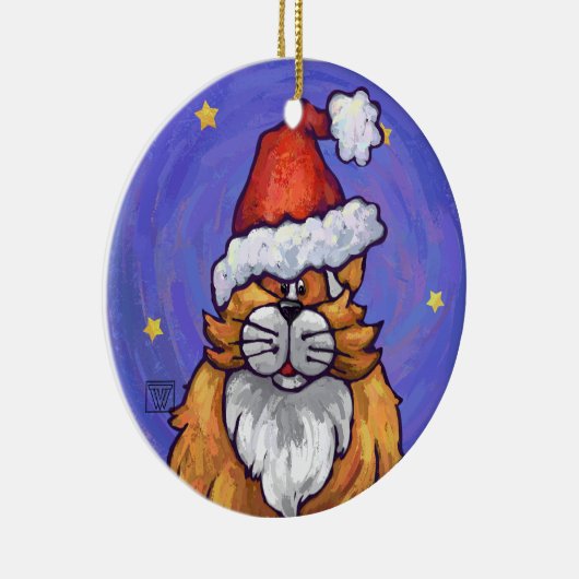 Ginger Cat Kerstmis Keramisch Ornament (Rechts)