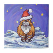Ginger Cat Kerstmis Tegeltje (Voorkant)